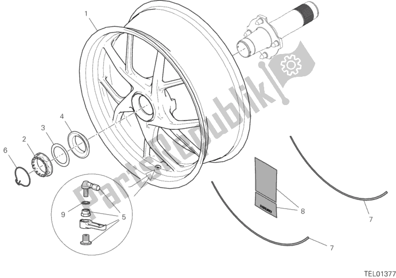 Todas as partes de Roda Traseira do Ducati Multistrada 1260 S Grand Tour USA 2020